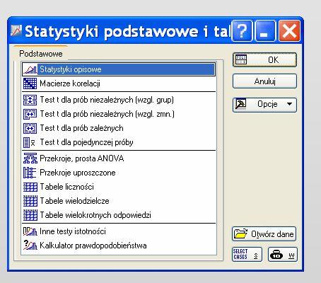 Obliczenia w pakiecie STATISTICA 4.