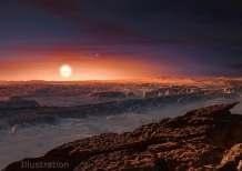 Galaxy interactions Wizja artystyczna przedstawiająca powierzchnię planety Proxima b odkrytej wokól