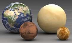 Kule przedstawiające różne planety Układu Słonecznego.