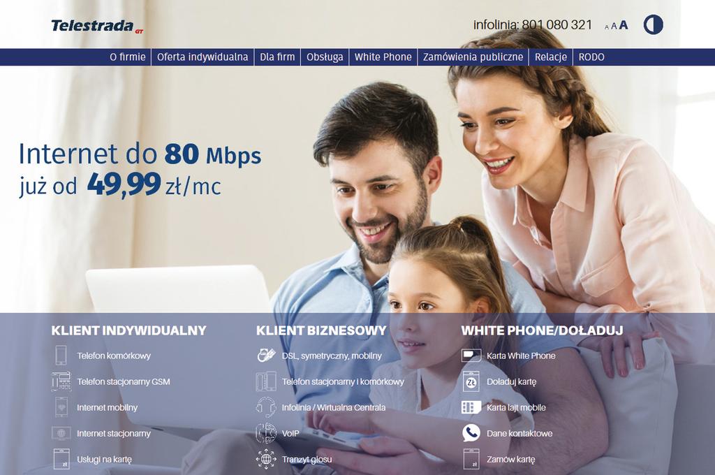 telestrada.pl Serwis nie posiada struktury nagłówków. Żadna z grafik pełniących rolę odnośnika nie została poprawnie opisana tekstem alternatywnym.