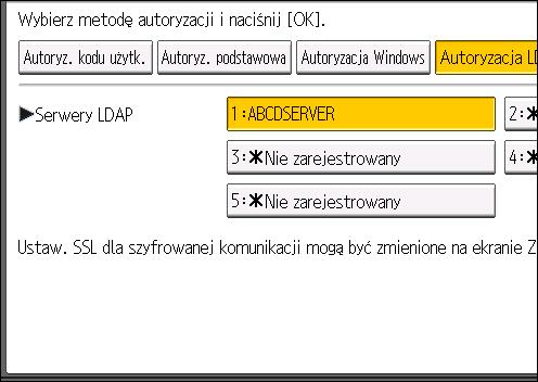 2. Konfiguracja autoryzacji użytkownika Transmisja danych pomiędzy urządzeniem a serwerem KDC jest szyfrowana, jeśli została włączona autoryzacja Kerberos.