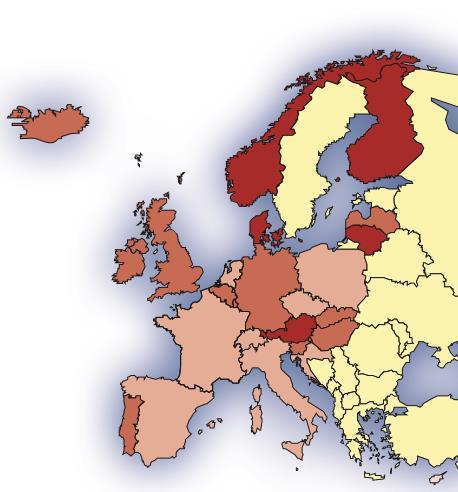 Epidemiologia zapaleń płuc w Europie(2012) Źródło: World Health Organization Morbidity DB