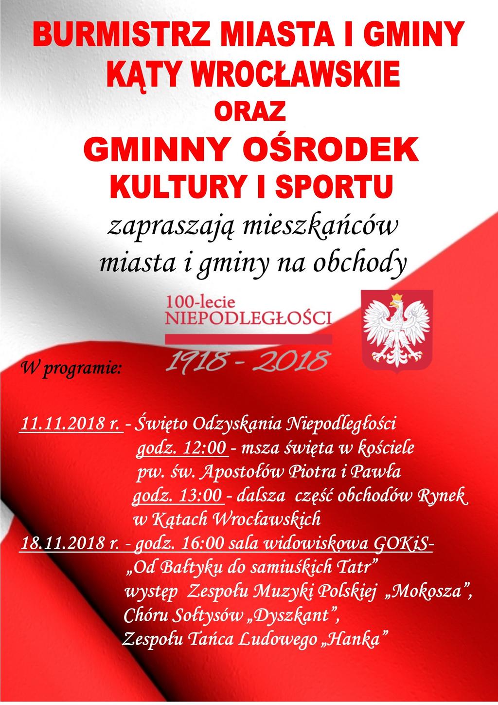 pl W tym numerze: Obchody 100-lecia Niepodległości 1 Wieczór w Narodowym Forum Muzyki 2 Plan zajęć 3 Sylwester 4 VIII Festiwal Zespołów Muzyki Ludowej 5 Oferta pracy 6 Kabaret Słoiczek po Cukrze 7