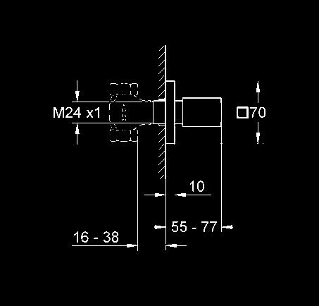 elementu pdtynkowego głębokość zabudowy regulowana bezstopniowo 16-38 mm metalowe pokrętło rozeta z uszczelnieniem 29 800 000 23,00 elementy wewnętrzne zaworu podtynkowego, DN 15 zmontowana