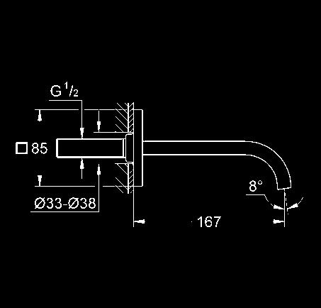 wannowa wysięg 167 mm perlator min.