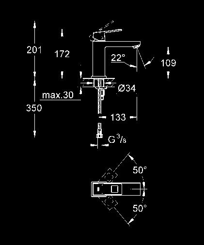 instalacyjny GROHE QuickFix Plus bez zestawu odpływowego min. rekomendowane ciśnienie - 1,0 bar 11.02