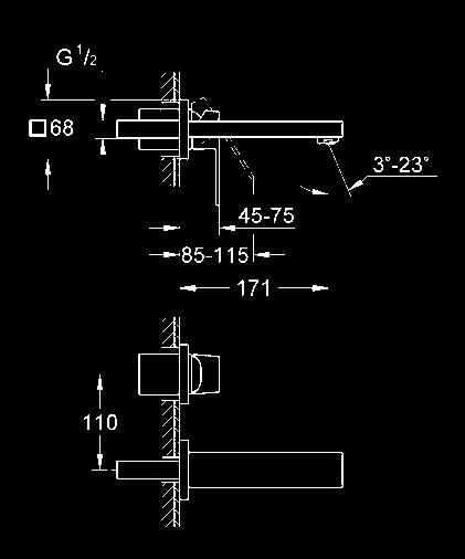 podtynkowego 23 200 000 metalowa rozeta regulowany perlator GROHE AquaGuide rozstaw