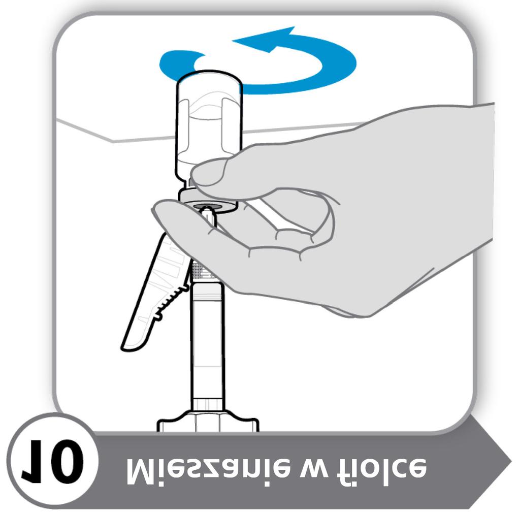 Wytworzenie się piany spowoduje, że lek nie będzie nadawał się do użycia. Nie należy jeszcze wyciągać igły. 10.