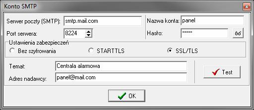 28 ETHM-1 Plus SATEL Przed wprowadzeniem jakichkolwiek zmian kliknij na przycisk Odczyt, a po wprowadzeniu zmian na przycisk Zapis (dane dotyczące powiadamiania e-mail nie są odczytywane po