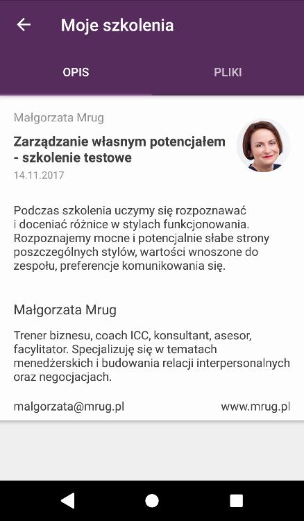 Moje konto Zakładka Moje konto w Panelu Trenera pozwala na konfigurację konta. Za jej pomocą będziesz mógł uzupełnić swoją notkę trenerską.