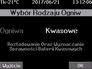 widok 50 I. Dane z ostatniego testu. (widok 51) Funkcja ta pozwala na przegląd danych z ostatniego testu rozładowania jakie było wykonywane.