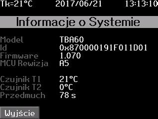 wentylatorów. widok 54 b) Ustawienia zegara. (widok 55) Funkcja ta pozwala na ustawienie aktualnej daty i czasu.