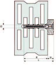 KDS KD, KDT KD-...K PARAMETRY MONTAŻU K min. głębokość zakotwienia D średnica kołka L długość kołka U maks.