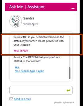 Odpowiedzi mogą wyświetlać aktualne dane klienta Chatbot może podawać klientowi aktualne dane z systemów