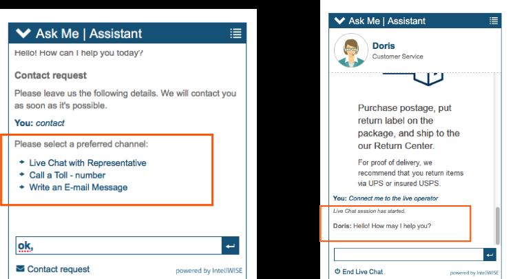 Chatbot przekierowuje do Agenta / konsultanta (jeśli dostępny) W bardzo precyzyjny sposób programujemy