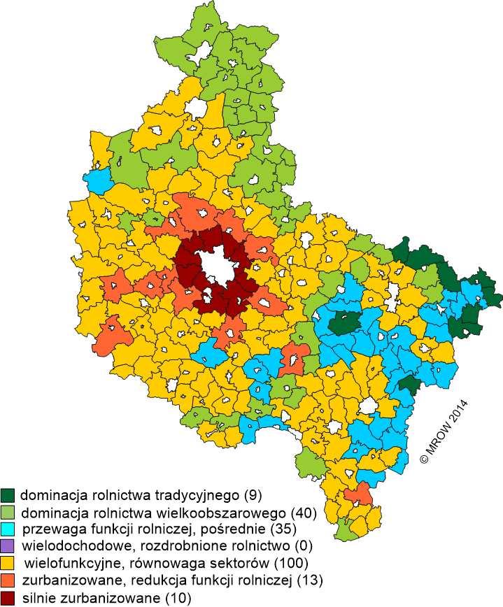 INFORMACJE UZUPEŁNIAJĄCE TYPOLOGIA OBSZARÓW WIEJSKICH UWZGLĘDNIONE SKŁADOWE (KWESTIE): Dostępność przestrzenna Stopień dezagraryzacji gospodarki lokalnej Sektor rolniczy Sektor pozarolniczy Lokalne