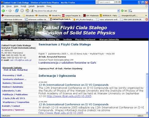 NOWE TECHNOLOGIE Jacek.Szczytko@fuw.edu.pl IBM http://www.fuw.edu.pl/~zfcs/ Dialog z przyrodą musi być prowadzony w języku matematyki, w przeciwnym razie przyroda nie odpowiada na nasze pytania.