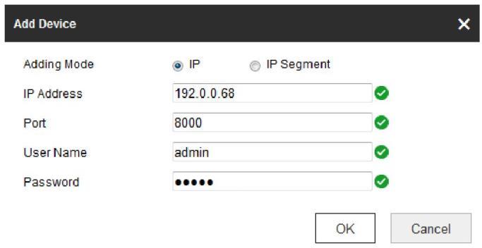 Rysunek 3-2 Dodawanie urządzenia Krok 3 Możesz dodać urządzenie na podstawie adresu IP lub segmentu IP.