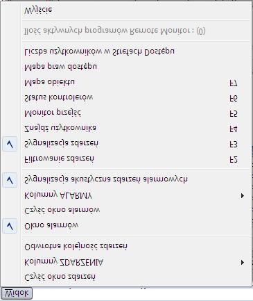 PR Master Instrukcja użytkownika 131 Rysunek 4.2. Menu Widok programu PR Master w trybie monitorowania 4.1.1. Polecenie Czyść okno zdarzeń Polecenie powoduje wyczyszczenie okna zdarzeń wraz ze zdarzeniami wyświetlanymi w oknie ALARMY.