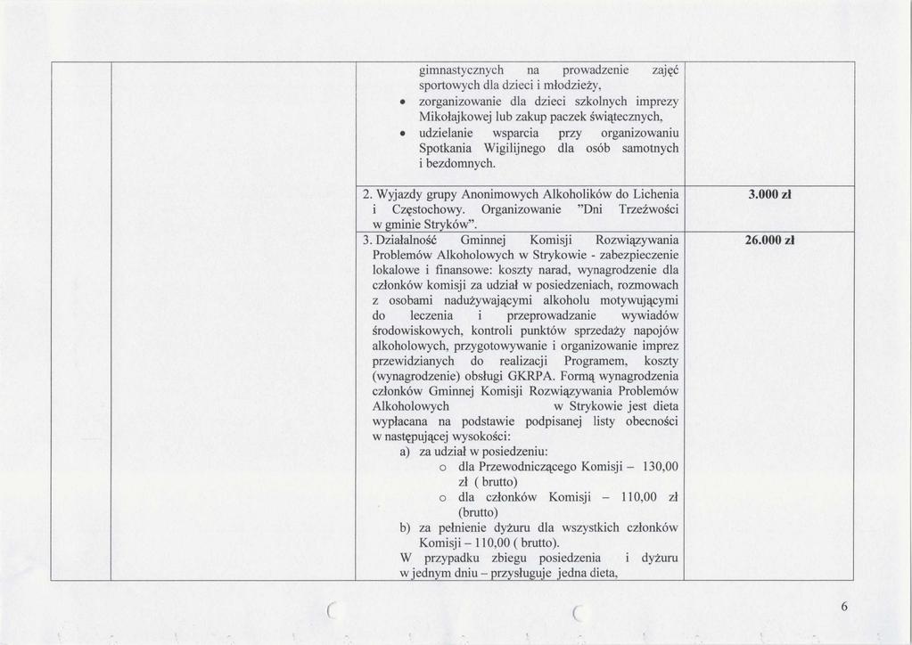 gimnastycznych na prowadzenie zajęć sportowych dla dzieci i młodzieży, zorganizowanie dla dzieci szkolnych imprezy Mikołajkowej lub zakup paczek świątecznych, udzielanie wsparcia przy organizowaniu