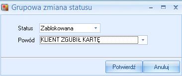 Po wybraniu odpowiedniego nowego statusu, powodu i potwierdzeniu, dane zostaną zapisane.