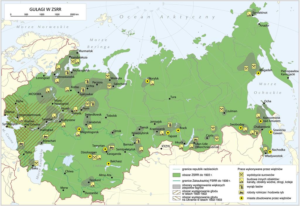 Centralne zarządzanie gospodarką w ramach gospodarki planowej 6. Intensywna industrializacja kraju a. rozbudowa zagłębia węglowego w Workucie b. budowa zakładów metalurgicznych w Magnitogorsku c.