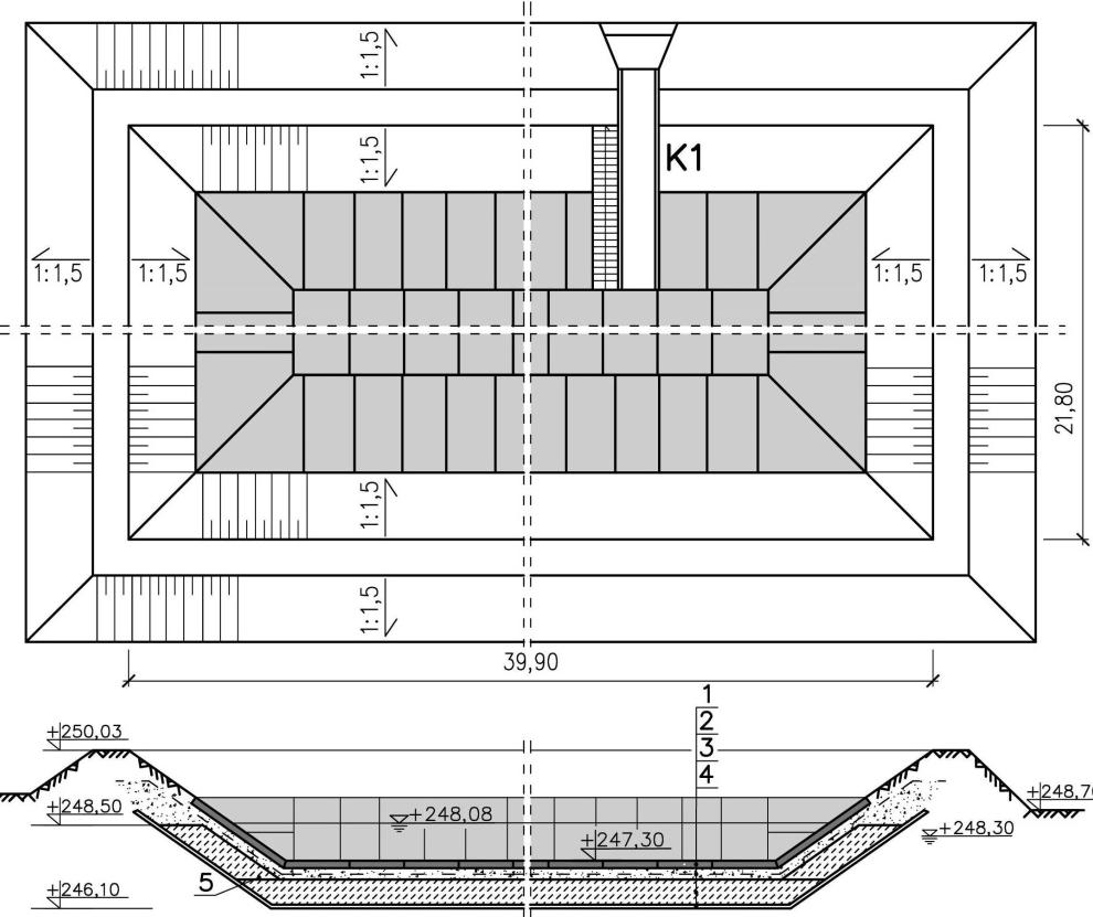 3 przedstawiono profil geotechniczny w miejscu lokalizacji zbiornika. Rys. 2.
