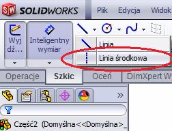 Rysunek 5. Wybór Linii środkowej Rysunek 6. Linią środkową rysujemy poziomą (!