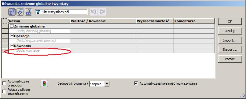 Takie równanie wpisujemy w odpowiedni arkusz podobny do arkusza kalkulacyjnego w MS Excel.