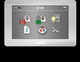 dotyk graficzny interfejs użytkownika z kolorowymi ikonami funkcje MAKRO ułatwiające sterowanie systemem alarmowym i elementami automatyki domowej (obsługiwane tylko przez centrale INTEGRA i INTEGRA