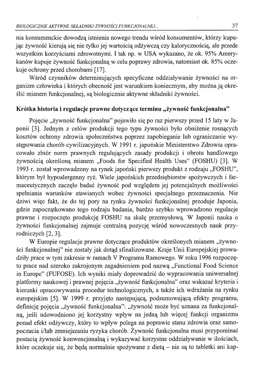 BIOLOGICZNIE AKTYWNE SKŁADNIKI ŻYWNOŚCI FUNKCJONALNEJ.