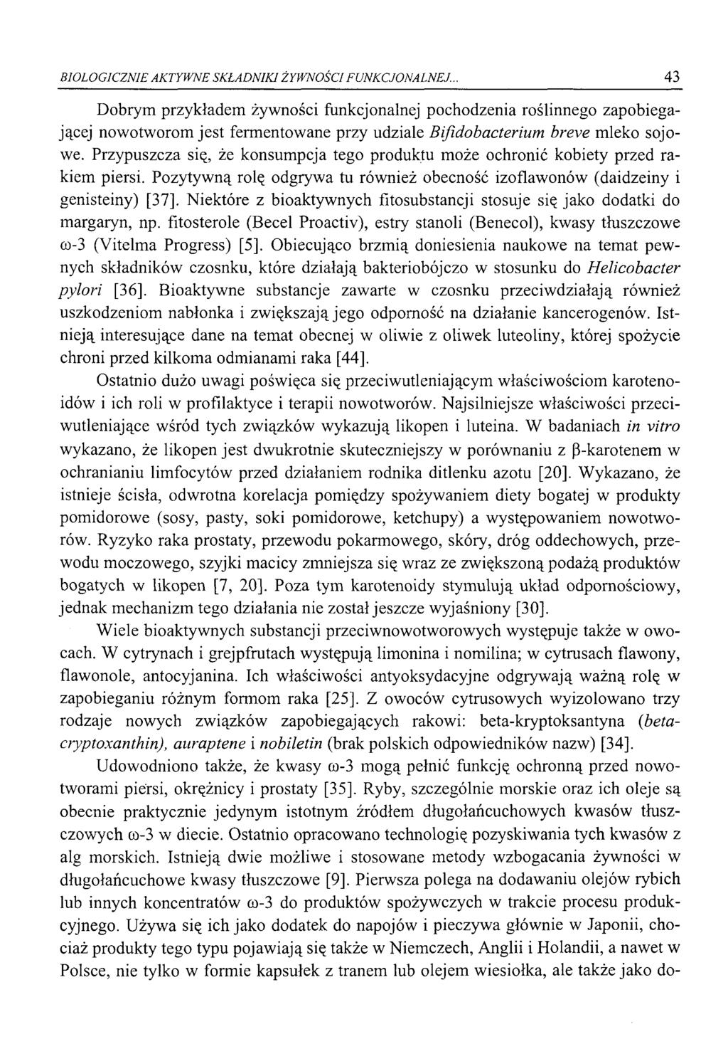 BIOLOGICZNIE AKTYW NE SKŁADNIKI ŻYWNOŚCI FUNKCJONALNEJ.