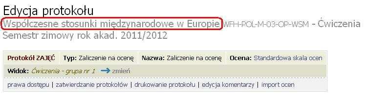 Strona 8 z 12 Widzimy, Ŝe ten przedmiot prowadzą dwie róŝne osoby i nie moŝemy od razu go zatwierdzać,