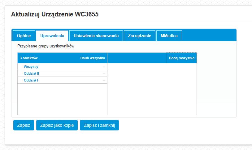 W zakładce Ustawienie skanowania definiujemy domyślne parametry skanowania danego urządzenia Dane te mogą się nieco różnić w zależności czy jest to urządzenie