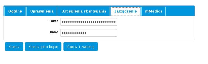 Poniżej przykład Zarządzania dla skanerów Canon: Poniżej przykład zakładki Zarządzania dla urządzeń Epson: Token -> token bezpieczeństwa (automatycznie dodawany w xpressscan) Token w urządzeniu