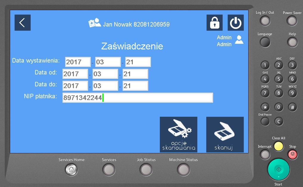 f) Podać niezbędne parametry dla wybranej dokumentacji.