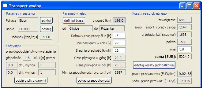 Obecnie system ten zainstalowany jest na pchaczu typu BIZON będącym własnością OTLogistics poruszającym się po niemieckich drogach wodnych. Przykładowe wskazanie programu przedstawia Rys. 2.