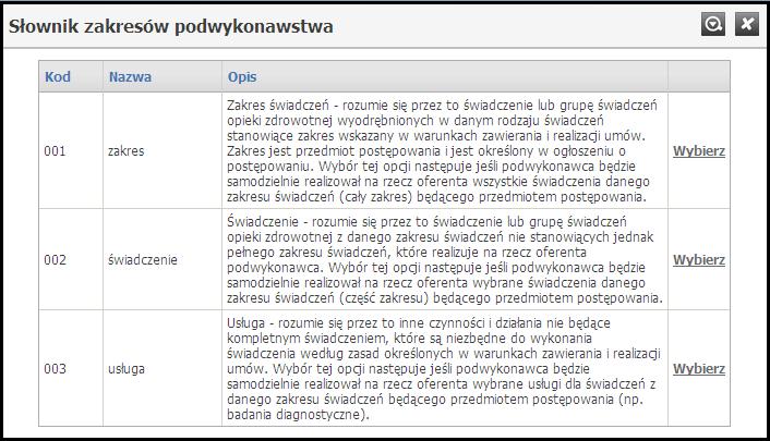 22 Słownik zakresów podwykonawstwa Słownik zakresów podwykonawstwa zawiera