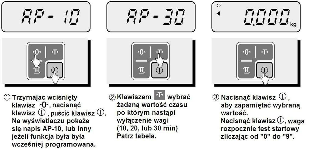 6. Określenie czasu, po którym nastąpi wyłączenie wagi. Korzystanie z tej funkcji pozwala na oszczędność baterii.