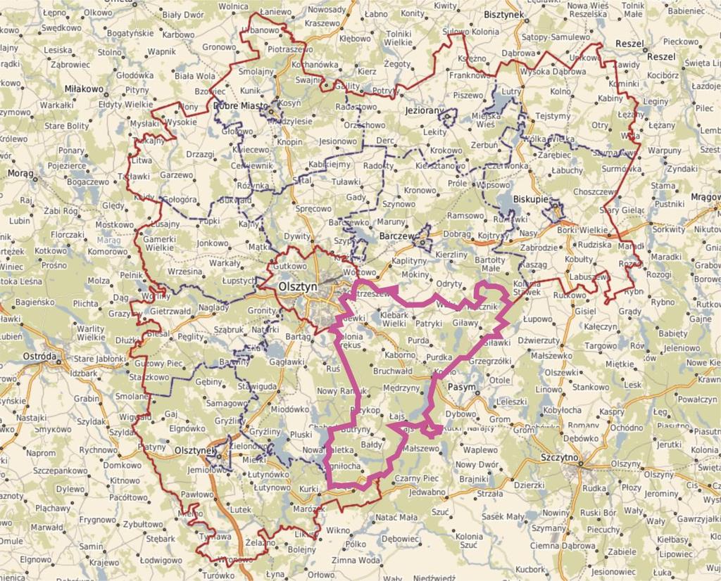 9 Rys.2. Lokalizacja gminy Purda na tle powiatu olsztyńskiego Źródło: opracowanie własne na podstawie www.olsztyński.e-mapa.
