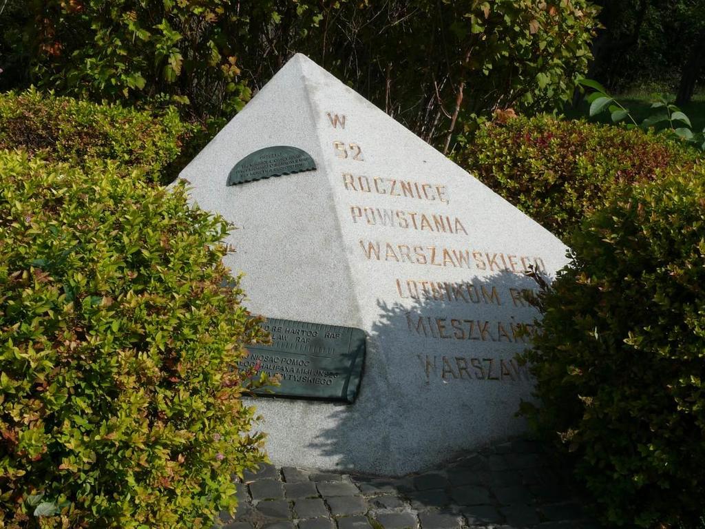 Napis na mosiężnej tablicy: W tym miejscu nocą 15 sierpnia 1944 roku niosąc pomoc powstańczej Warszawie