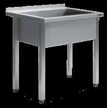 Stół ze zlewem jednokomorowym / dwukomorowym - Stabilna, spawana konstrukcja - Blat z rantem h=40 mm