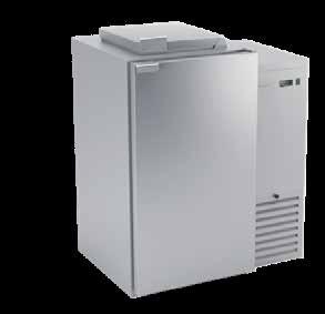 towarów Schładzarka przystosowana jest również dla pojemników na odpadki 120 l Schładzarka uniwersalna - Zakres temperatury +2 do +15 o C - Uchylna górna klapa pozwala na pozbywanie się odpadków bez