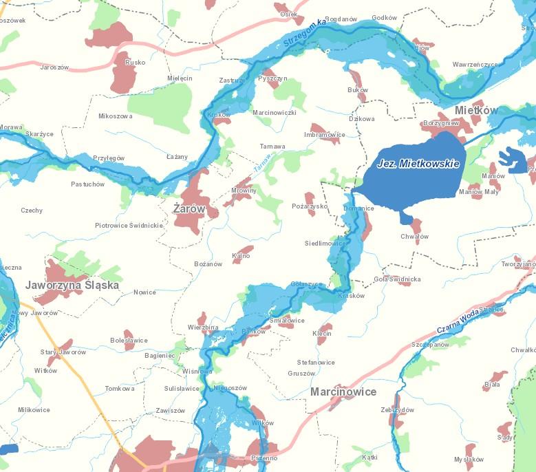 Obszary zagrożone powodzią oraz podtopieniami Zgodnie z danymi Państwowej Służby Hydrologicznej na terenie gminy występują