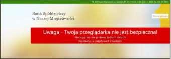 Rys.1 Okno Logowanie. Jeżeli na stronie logowania zostaną wykryte elementy dodane przez złośliwe oprogramowanie, to aplikacja Internet Banking może wyświetlić następujący komunikat: 4.1. Zmiana hasła Podczas pierwszego logowania, pojawi się formularz zmiany hasła dostępu (Rys.