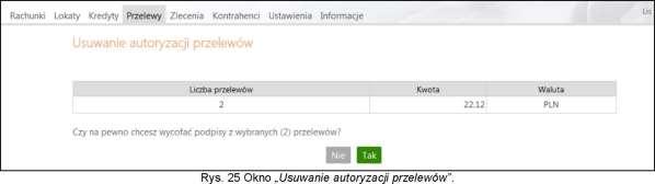 powoduje, że na Liście przelewów w prawym dolnym rogu znajdują się dwa niezależne przyciski Podpisz) i Akceptuj).