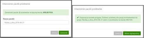 ile przelewów i na jaką kwotę zawiera paczka.