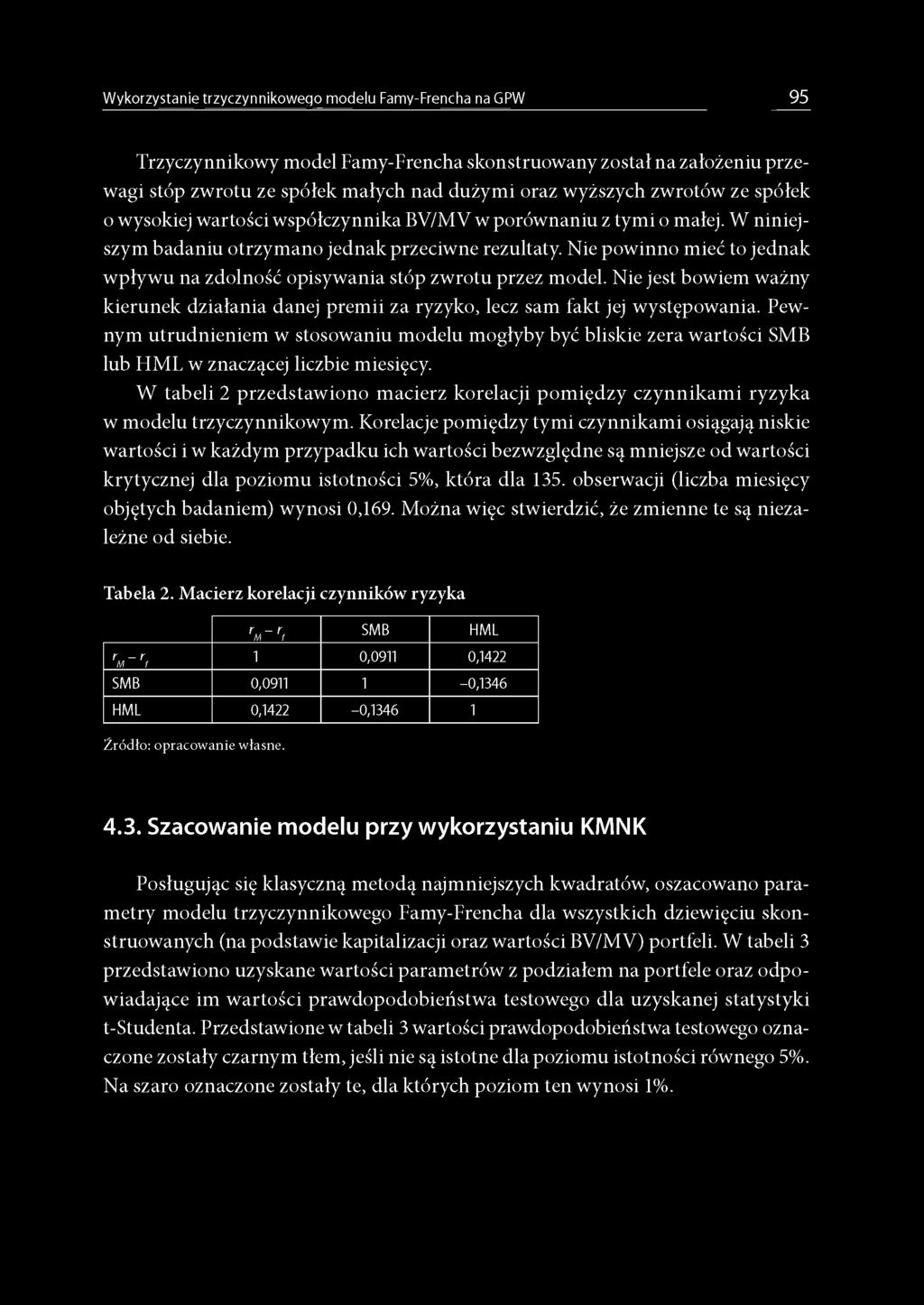 W niniejszym badaniu otrzymano jednak przeciwne rezultaty Nie powinno mieć to jednak wpływu na zdolność opisywania stóp zwrotu przez model.