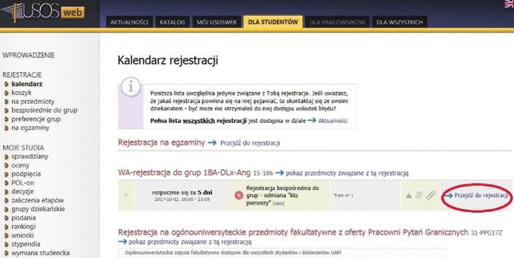 zajęcia lub do Koordynatorów ds. USOS. Koordynatorzy ds.