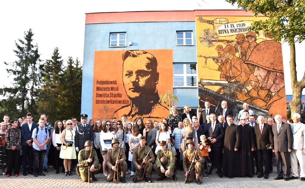 KULTURA GRH im. 31pSK Mural odsłonięty Portret podpułkownika Wincentego Wnuka, dowódcy 31 pułku Strzelców Kaniowskich oraz wizerunek jego żołnierzy.